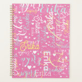 Herhalende naam en harten romantisch planner (Voorkant)