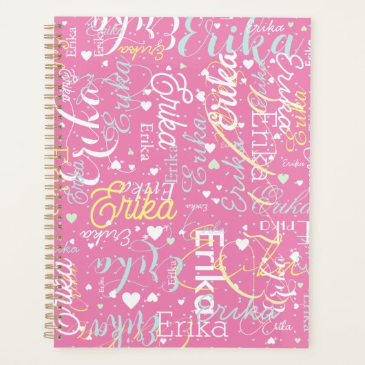 Herhalende naam en harten romantisch planner (Voorkant)