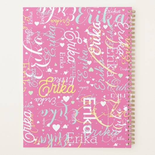Herhalende naam en harten romantisch planner (Achterkant)