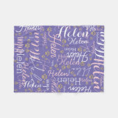 Herhalende naam en hondenpoten allover maagdenpalm fleece deken (Voorkant (Horizontaal))