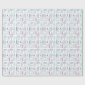 Herhalende Naam en Initiaal Grijze Paarse Blauwgro Cadeaupapier (Vlak)