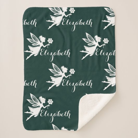 Herhalende naam Fairy Magic Fern Glade Green Sherpa Deken (Voorkant)