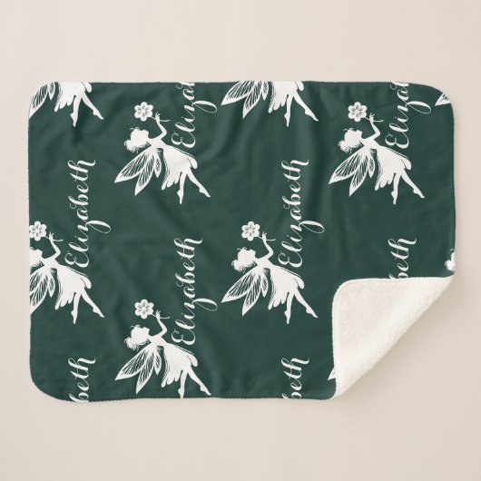 Herhalende naam Fairy Magic Fern Glade Green Sherpa Deken (Voorkant (horizontaal))