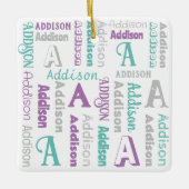 Herhalende naam Gepersonaliseerd Grijs Paars Blauw Keramisch Ornament (Voorkant)