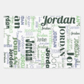 Herhalende Naam Gepersonaliseerd Groen en Wit Inpakpapier Vel (Voorkant 3)