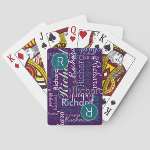 Herhalende naam Gepersonaliseerd op Paarse Pokerkaarten