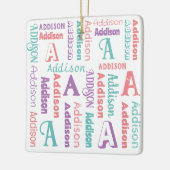 Herhalende naam Gepersonaliseerd Roze Paars Blauwg Keramisch Ornament (Links)