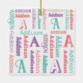 Herhalende naam Gepersonaliseerd Roze Paars Blauwg Keramisch Ornament (Achterkant)