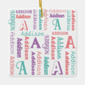 Herhalende naam Gepersonaliseerd Roze Paars Blauwg Keramisch Ornament (Voorkant)