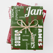 Herhalende Naam Gepersonaliseerde Drie Reeks Wrapp Inpakpapier Vel (In situ)