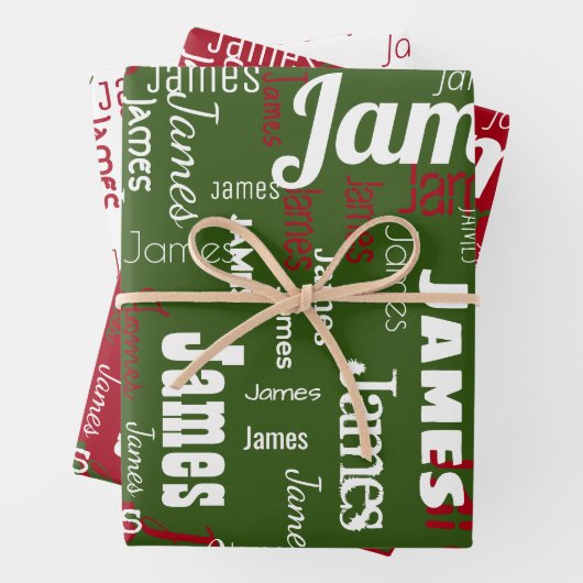 Herhalende Naam Gepersonaliseerde Drie Reeks Wrapp Inpakpapier Vel (In situ)