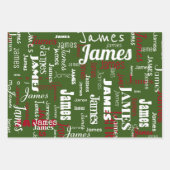 Herhalende Naam Gepersonaliseerde Drie Reeks Wrapp Inpakpapier Vel (Voorkant)