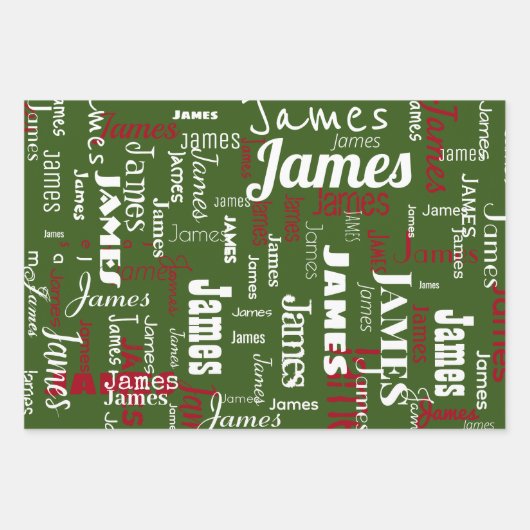 Herhalende Naam Gepersonaliseerde Drie Reeks Wrapp Inpakpapier Vel (Voorkant)