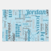 Herhalende Naam Gepersonaliseerde tinten van Blauw Inpakpapier Vel (Voorkant 2)