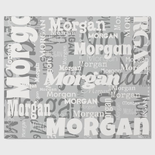 Herhalende Naam Grijs Wit Moderne Neutrals Trendy Cadeaupapier (Vlak)