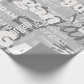 Herhalende Naam Grijs Wit Moderne Neutrals Trendy Cadeaupapier (Hoek)