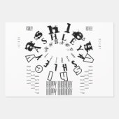 Herhalende Naam Happy Birthday Black en White WPS Inpakpapier Vel (Voorkant 2)