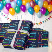 Herhalende NAAM Happy Birthday Cadeaupapier