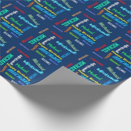 Herhalende NAAM Happy Birthday Gift Wrapping Paper Cadeaupapier (Hoek)