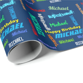 Herhalende NAAM Happy Birthday Gift Wrapping Paper Cadeaupapier
