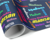 Herhalende NAAM Happy Birthday Gift Wrapping Paper Cadeaupapier (Rol Hoek)