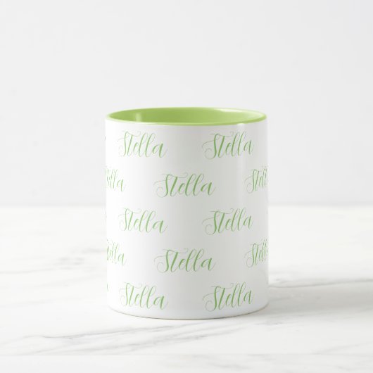 Herhalende naam in lichtgroen overal wit mok (Midden)