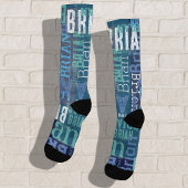Herhalende Naam in tinten van blauw Sokken