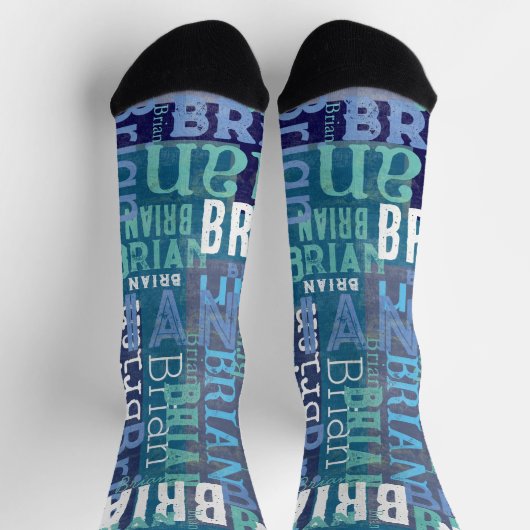 Herhalende Naam in tinten van blauw Sokken (Top)