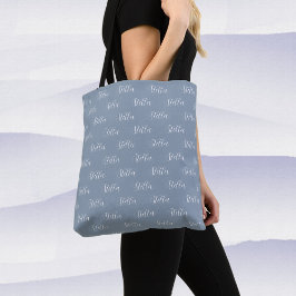 Herhalende Naam in Wit All-Over Stoffig Blauw Tote Bag