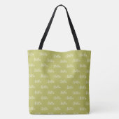 Herhalende Naam in Wit op Herfst-Bladgroen Tote Bag (Achterkant)