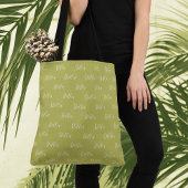 Herhalende Naam in Wit op Herfst-Bladgroen Tote Bag