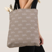 Herhalende Naam in Wit op Licht Mocha Tote Bag