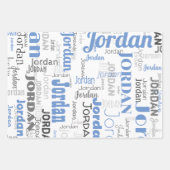 Herhalende Naam Korenbloem Blauw Wit Grijs Inpakpapier Vel (Voorkant 3)