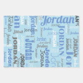 Herhalende Naam Korenbloem Blauw Wit Grijs Inpakpapier Vel (Voorkant 2)