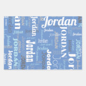 Herhalende Naam Korenbloem Blauw Wit Grijs Inpakpapier Vel (Voorkant)