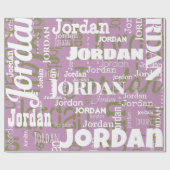 Herhalende Naam Lila Groen Wit Modern Neutrals Cadeaupapier (Vlak)