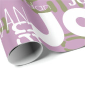 Herhalende Naam Lila Groen Wit Modern Neutrals Cadeaupapier (Rol Hoek)