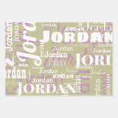 Herhalende Naam Lila Sage Groen Wit Modern Inpakpapier Vel (Voorkant 2)