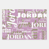 Herhalende Naam Lila Sage Groen Wit Modern Inpakpapier Vel (Voorkant)