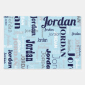 Herhalende Naam Marine Blauw Wit Grijs Inpakpapier Vel (Voorkant 2)