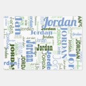 Herhalende Naam Medium Blauw Sage Wit Inpakpapier Vel (Voorkant 3)