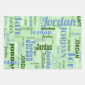 Herhalende Naam Medium Blauw Sage Wit Inpakpapier Vel (Voorkant 2)