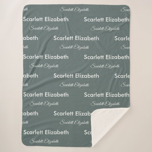 Herhalende Naam Moderne Boho Balsam Groen Sherpa Deken (Voorkant)