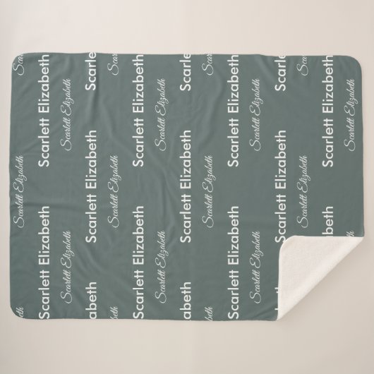 Herhalende Naam Moderne Boho Balsam Groen Sherpa Deken (Voorkant (horizontaal))