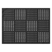 Herhalende Naam of Woordpatroon Grijs Zwart & Wit Tafelkleed (Voorkant (Horizontaal))