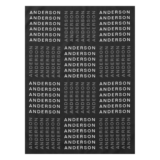 Herhalende Naam of Woordpatroon Grijs Zwart & Wit Tafelkleed (Voorkant)