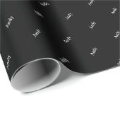 Herhalende Naam of Woordpatroon Zwart-wit Cadeaupapier (Rol Hoek)