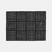 Herhalende Naam of Woordpatroon Zwart-wit Fleece Deken (Voorkant (Horizontaal))