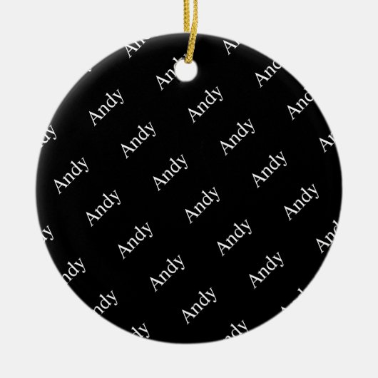 Herhalende Naam of Woordpatroon Zwart-wit Keramisch Ornament (Voorkant)