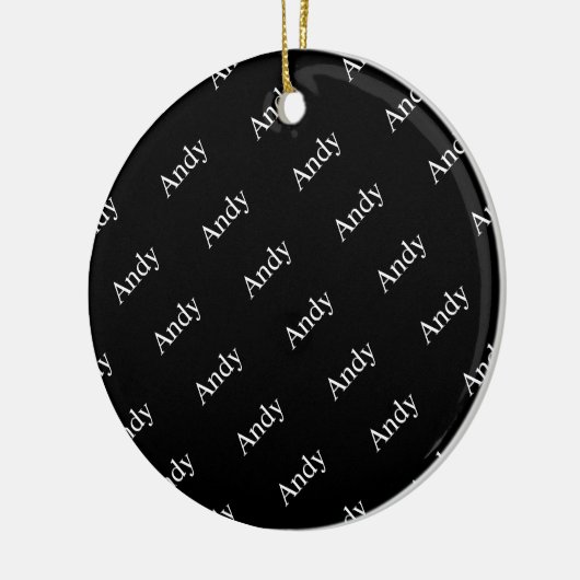 Herhalende Naam of Woordpatroon Zwart-wit Keramisch Ornament (Links)